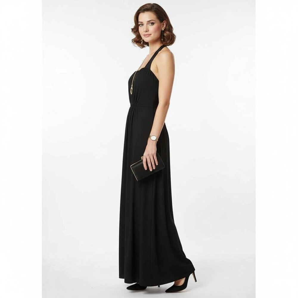 New BCBG PARIS Black Gown Halter Maxi Dress Sz 6 - Picture 2 of 8